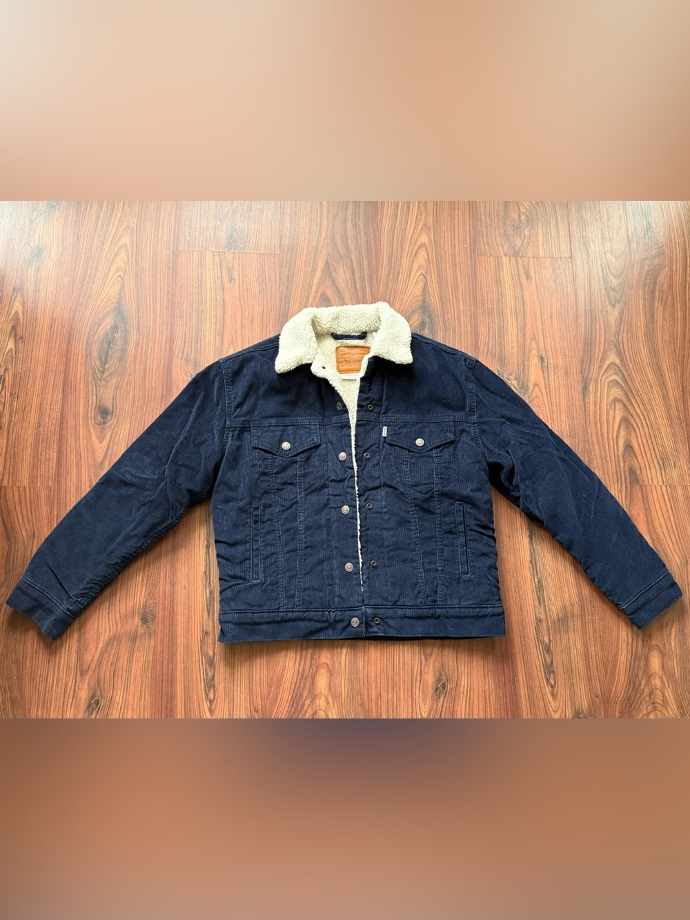 Women’s Levi's Sherpa Navy Corduroy Trucker Jacket